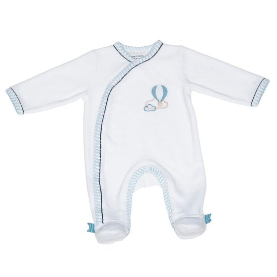 Lazare pyjama velours Blanc/Bleu Ciel  de Sauthon Baby's Sweet Home